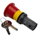 ABB Compact Series Key Release Emergency Stop Push Button, Panel Mount, Red, 22.5mm Cutout Diameter, 2 NC CE4K1-10R-02