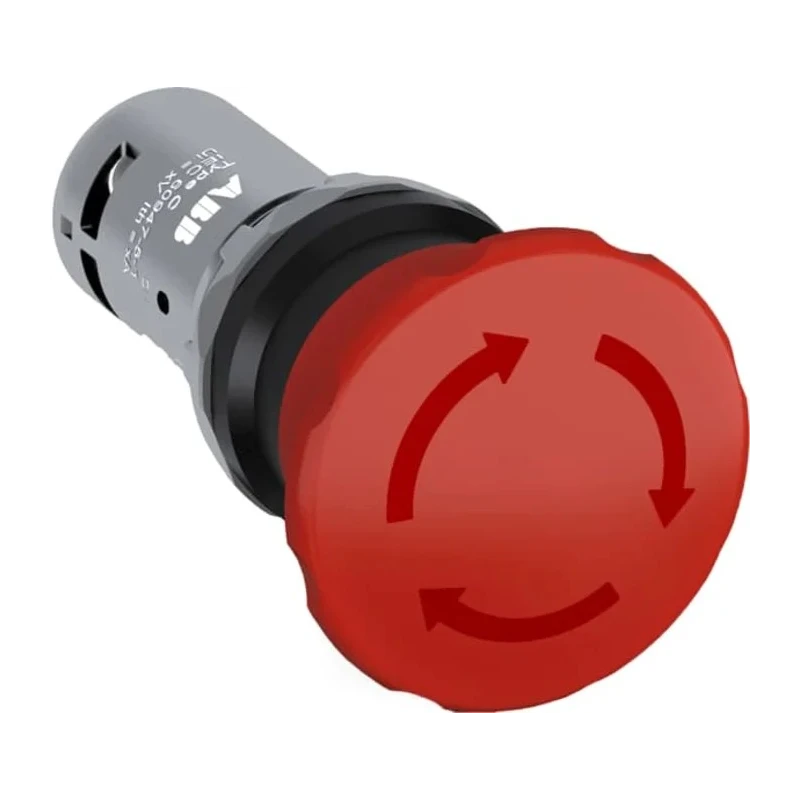 ABB 1SFA Series Twist Release Emergency Stop Push Button, Panel Mount, 22.5 mm Cutout, 1 NO/1 1SFA619550R1071 CE4T-10R-11