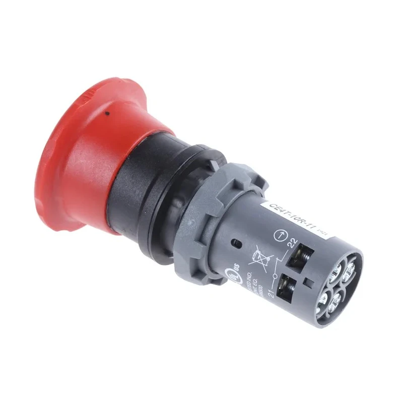 ABB 1SFA Series Twist Release Emergency Stop Push Button, Panel Mount, 22.5 mm Cutout, 1 NO/1 1SFA619550R1071 CE4T-10R-11