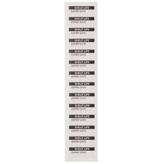 RS PRO Pre-Printed Adhesive Label Shelf Life, Vinyl Cloth, 38mm x 15mm, Black on White, Pack of 140 758-7958