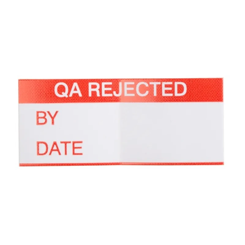 RS PRO Adhesive Pre-Printed Adhesive Label QA Rejected, Vinyl Cloth, Red Text on White, 38mm x 15mm, Pack of 140 758-7964