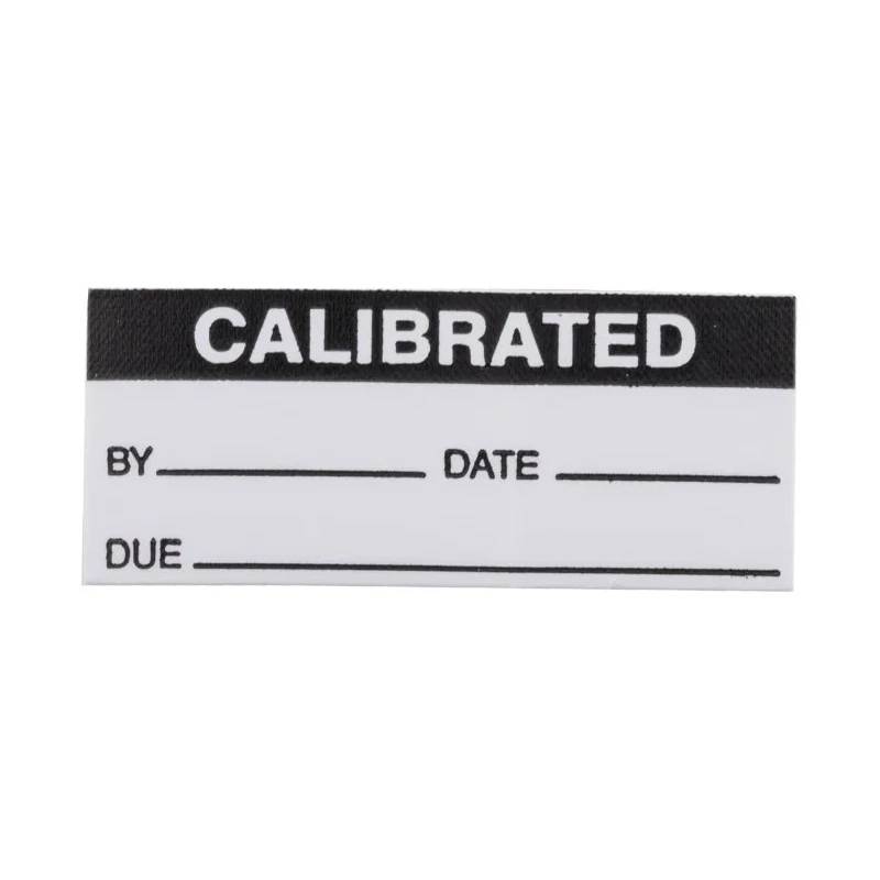 RS PRO Pre-Printed Adhesive Label Calibrated 38mm x 15mm Vinyl Cloth Self-Adhesive 140 Per Pack 758-8005