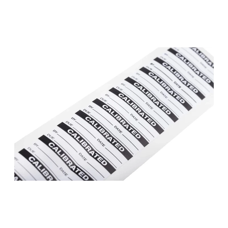 RS PRO Pre-Printed Adhesive Label Calibrated 38mm x 15mm Vinyl Cloth Self-Adhesive 140 Per Pack 758-8005