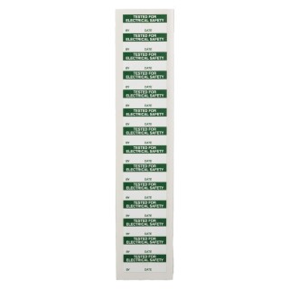 RS PRO Pre-Printed Adhesive Label 38mm x 15mm Green Text TESTED for ELECTRICAL SAFETY 140 Per Pack 758-7989