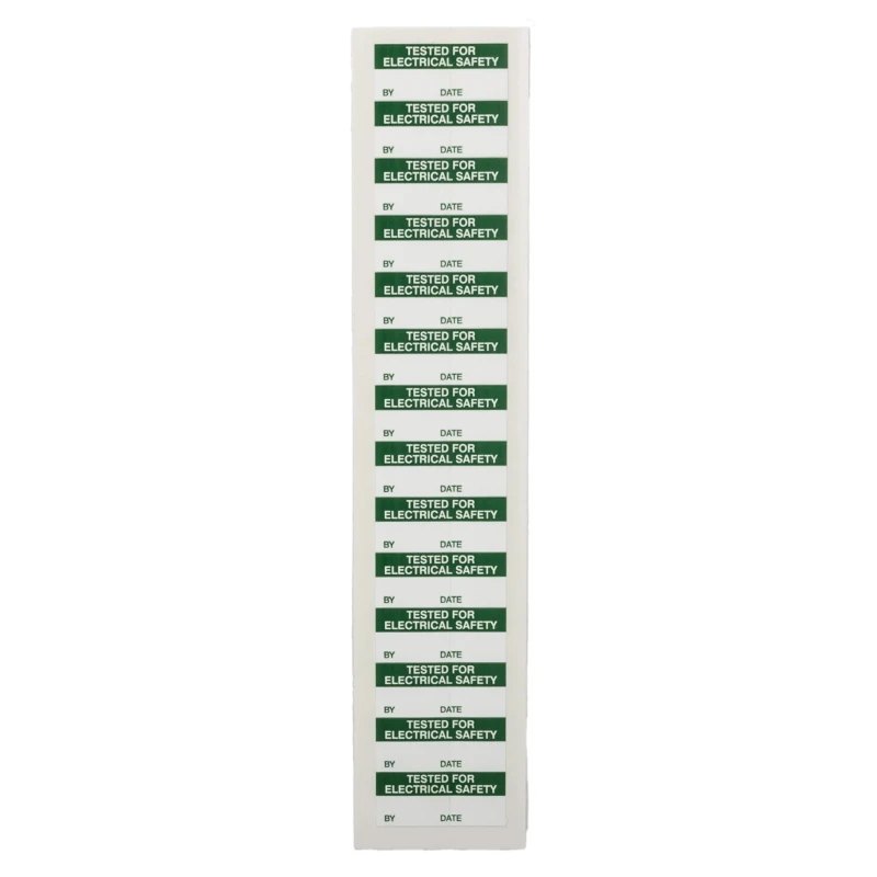 RS PRO Pre-Printed Adhesive Label 38mm x 15mm Green Text TESTED for ELECTRICAL SAFETY 140 Per Pack 758-7989