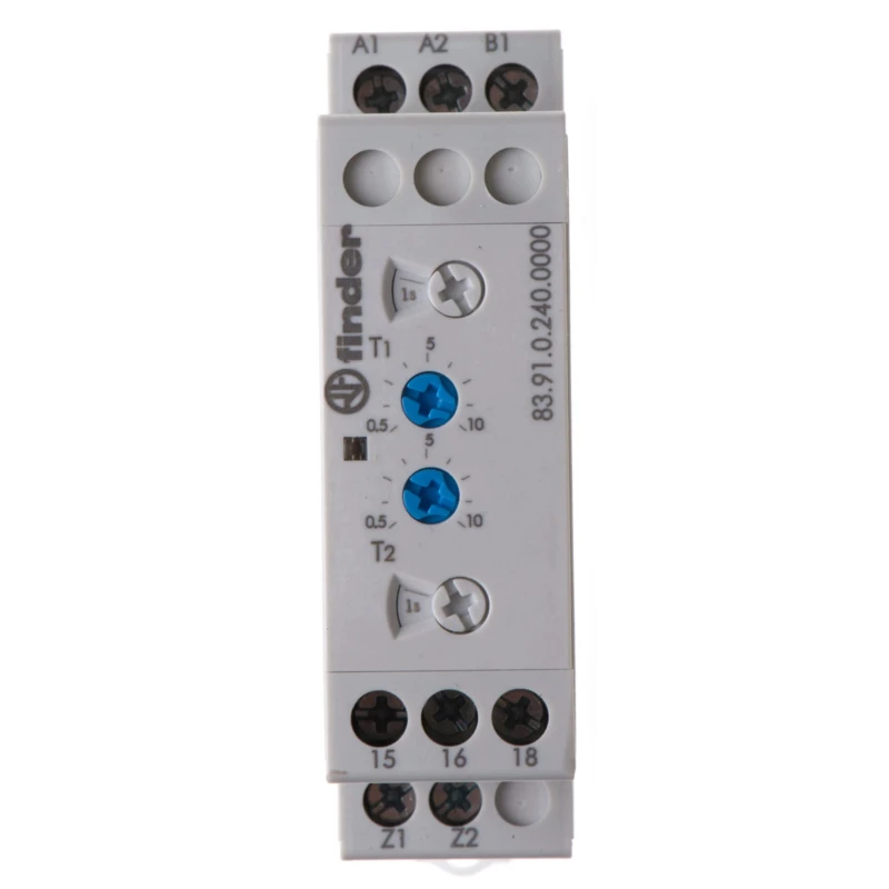 Finder 83 Series DIN Rail Timer Relay, 1-Contact, SPDT, 24 V dc 24V ac, 240 V ac, 0.05-10 s/h/min/d Time 83.91.0.240.0000