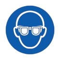 RS PRO Vinyl Mandatory Sign Eye Protect Symbol 150mm x 150mm, Self-Adhesive, Blue and White 763-1682