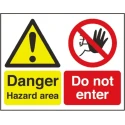 RS PRO Hazard Warning Sign Plastic Danger Hazard Area - Do Not Enter 450mm x 600mm 763-1709