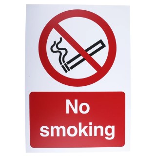 RS PRO Polypropylene Rigid Plastic No Smoking Prohibition Sign 210x297 mm 763-1771