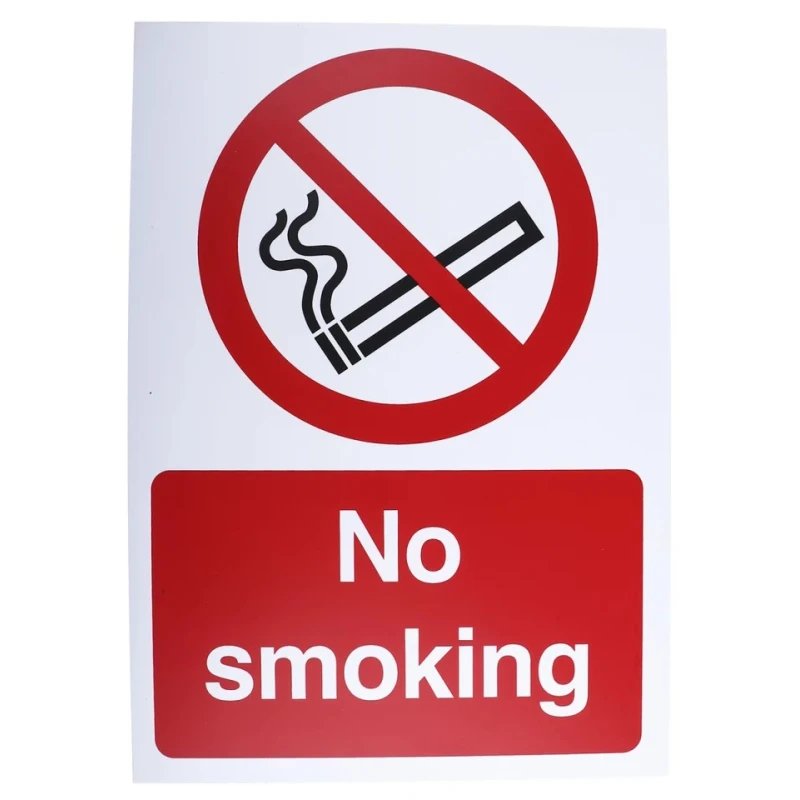 RS PRO Polypropylene Rigid Plastic No Smoking Prohibition Sign 210x297 mm 763-1771