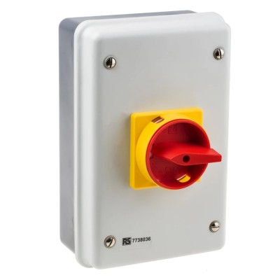 RS PRO 4-Pole Panel Mount Isolator Switch 3 Phase, IP54, 63A, 690V ac, 18.5 kW IP54