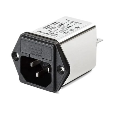 Schaffner 250V AC 10A Flange IEC C14 Male Connector Filter with 2 Fuses Faston Termination FN9260-10-06