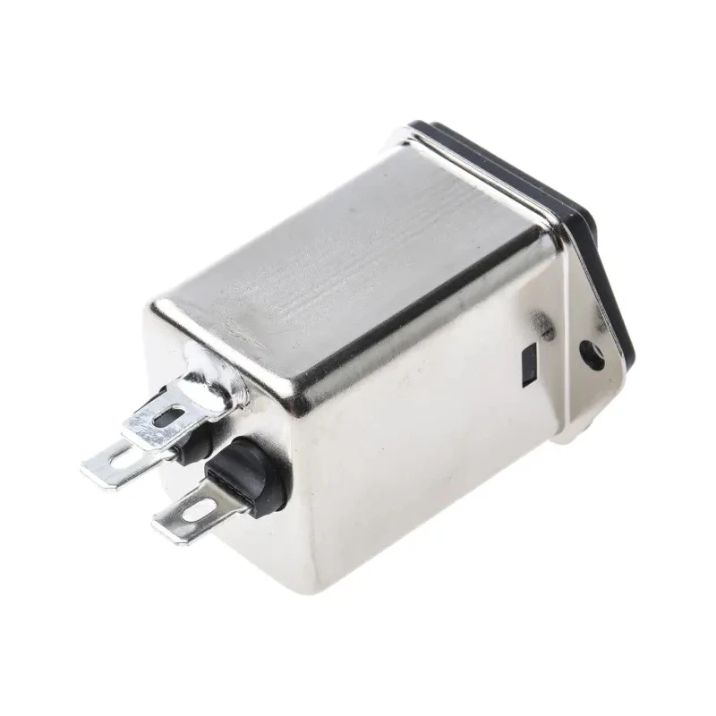 Schaffner 250V AC 10A Flange IEC C14 Male Connector Filter with 2 Fuses Faston Termination FN9260-10-06