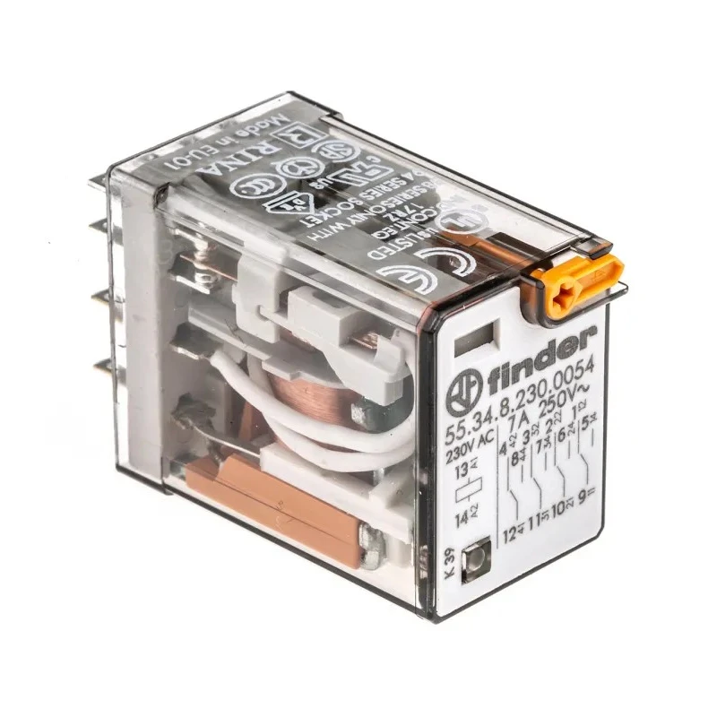 Finder Power Relay 230V AC Coil, 7A Switching Current, 4PDT Contact Configuration 55.34.8.230.0054