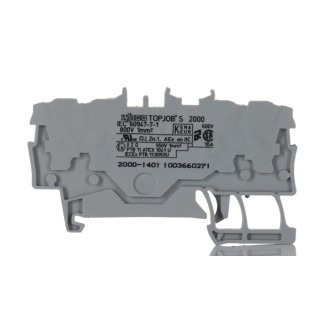 WAGO TOPJOB S 2000 Series Feed Through Terminal Block Grey 1-Level Cage Clamp 1mm² 800V 13.5A IECEx/ATEX 2000-1401
