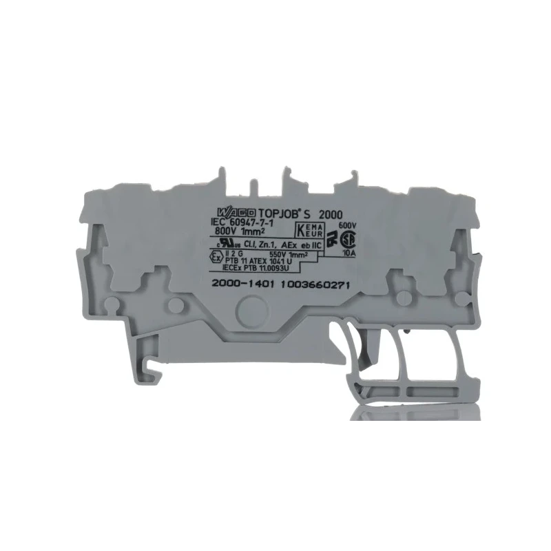 WAGO TOPJOB S 2000 Series Feed Through Terminal Block Grey 1-Level Cage Clamp 1mm² 800V 13.5A IECEx/ATEX 2000-1401