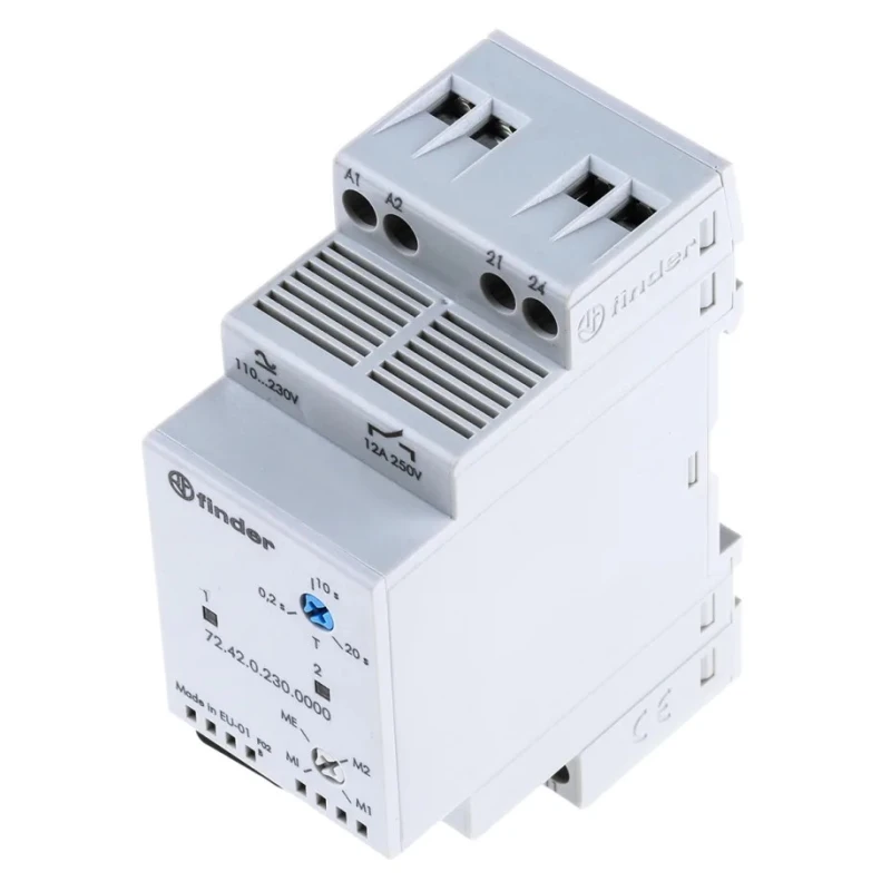Finder Monitoring Relay 1 Phase DPST DIN Rail Mount 0.2 to 20 s Time Delay 72.42.0.230.0000