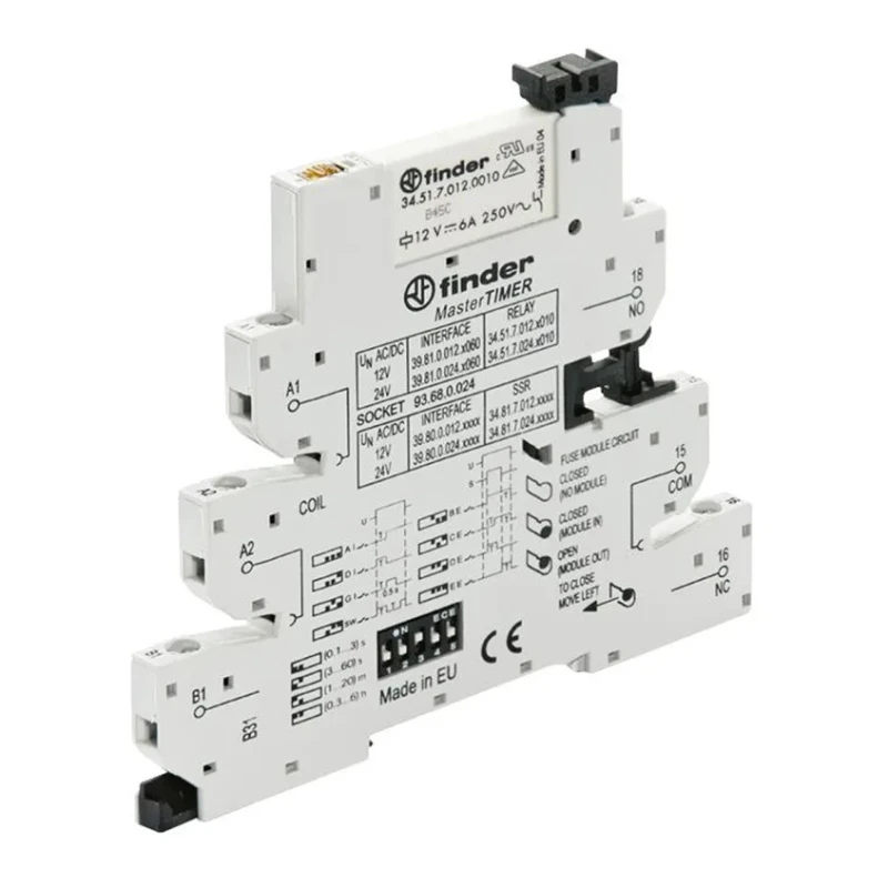 Finder 39 Series Interface Relay DIN Rail Mount 24V AC/DC Coil SPDT Contact 11mA Coil Current 39.81.0.024.0060