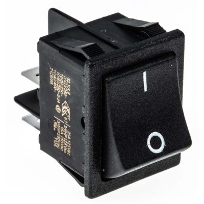 RS PRO DPST On-Off On-Off Rocker Switch Panel 20A, Black Actuator, 30x22 mm Cutout 793-2519