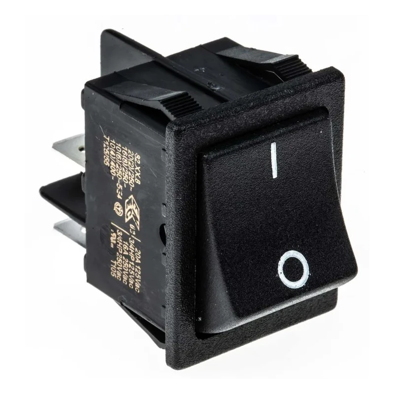 RS PRO DPST On-Off On-Off Rocker Switch Panel 20A, Black Actuator, 30x22 mm Cutout 793-2519