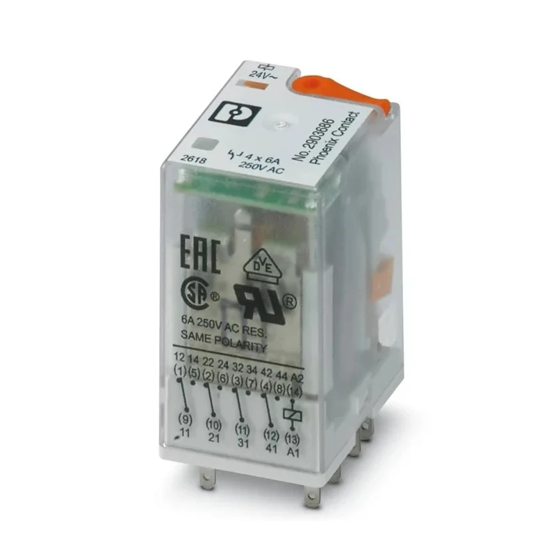 Phoenix Contact Power Relay 24V AC Coil, 6A Switching Current, 4PDT PCB Mount 2903683