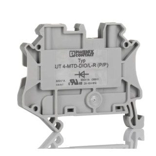 Phoenix Contact UT 4-DIO/L-R Series Component Terminal Block Grey, 4mm², 1-Level, Screw Termination, 800V, 500mA 3046210