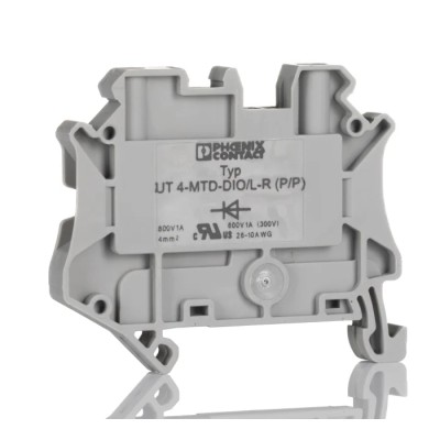 Phoenix Contact UT 4-DIO/L-R Series Component Terminal Block Grey, 4mm², 1-Level, Screw Termination, 800V, 500mA 3046210