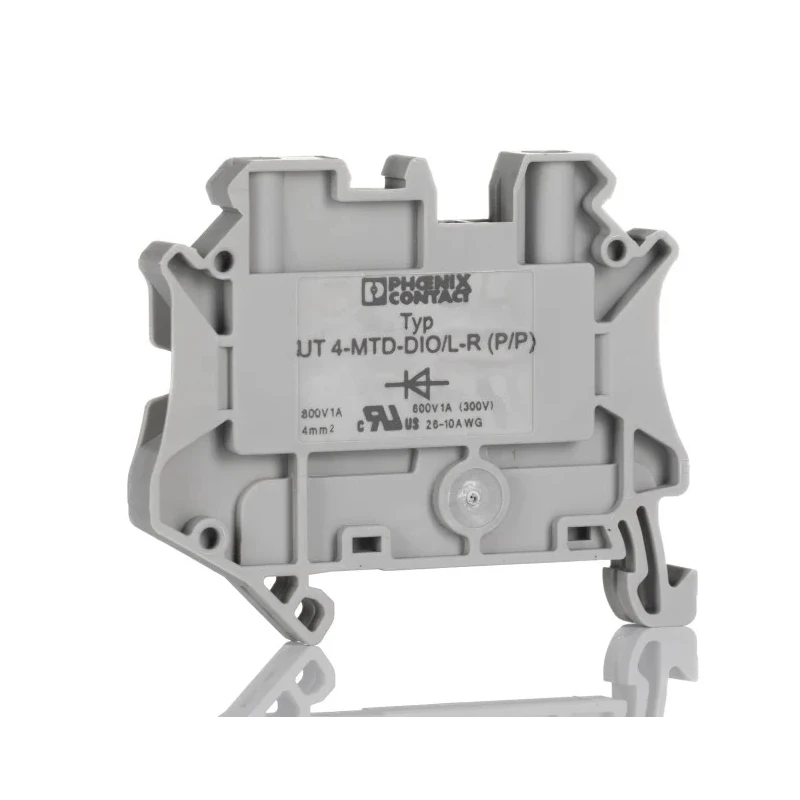 Phoenix Contact UT 4-DIO/L-R Series Component Terminal Block Grey, 4mm², 1-Level, Screw Termination, 800V, 500mA 3046210