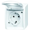 Busch Jaeger - ABB 16A White 1 Gang Plug Socket Outdoor Surface Mount Type F 20 EW-54