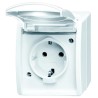 Busch Jaeger - ABB 16A White 1 Gang Plug Socket Outdoor Surface Mount Type F 20 EW-54