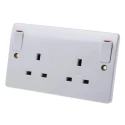 MK Electric 13A White 2 Gang Surface Mount Indoor Plug Socket Type G K2746WHI