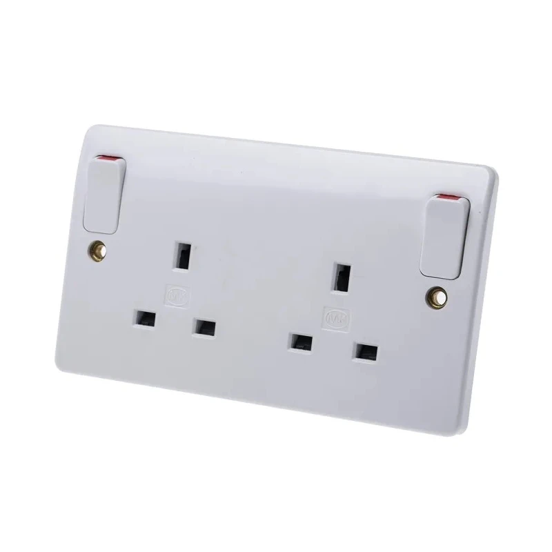 MK Electric 13A White 2 Gang Surface Mount Indoor Plug Socket Type G K2746WHI