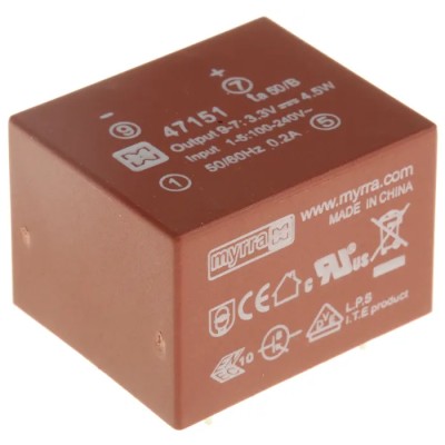 Myrra SMPS Transformer 5 W Power 265 V Primary, 3.3 V Secondary, 5 Outputs, 85 to 370 V AC 47151