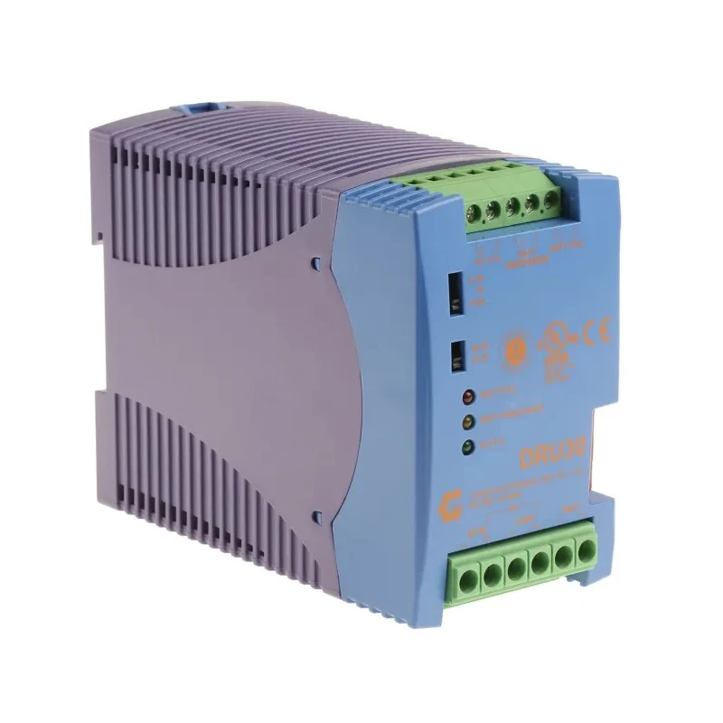 Chinfa Uninterruptible Power Supply Battery Charger with 12, 24V Input, 24V DC Output, 3A Current, DIN Rail Mount DRU30