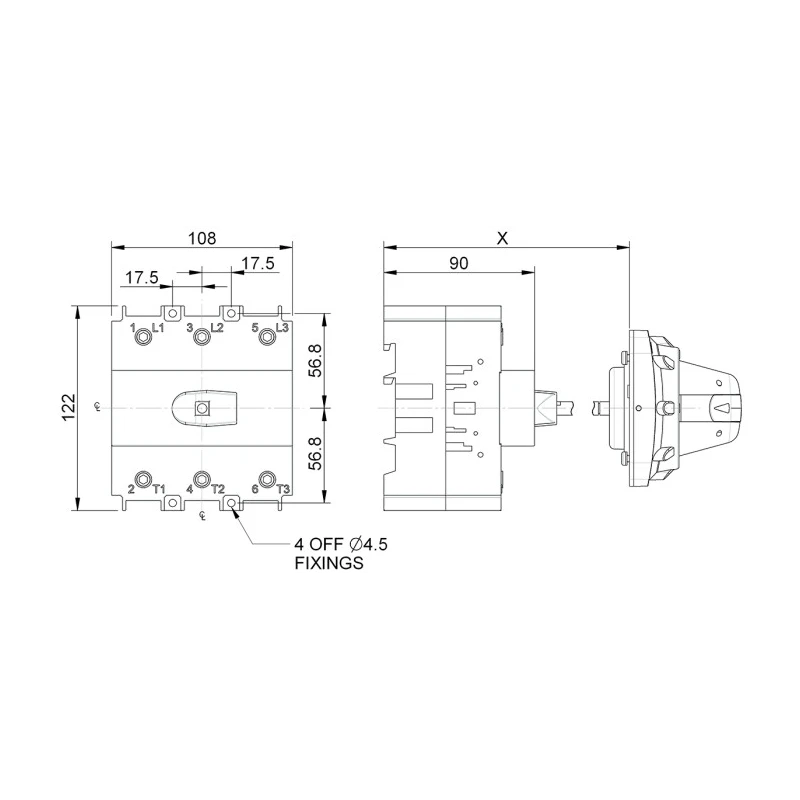Craig & Derricott 3-Pole DIN Rail Isolator Switch IP65 100A 59 kW SDC01003B