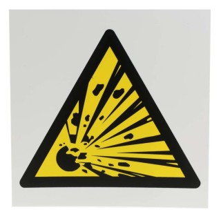 RS PRO Hazard Warning Sign Explosive Plastic ISO 7010 Standard 200mm x 200mm 813-4549