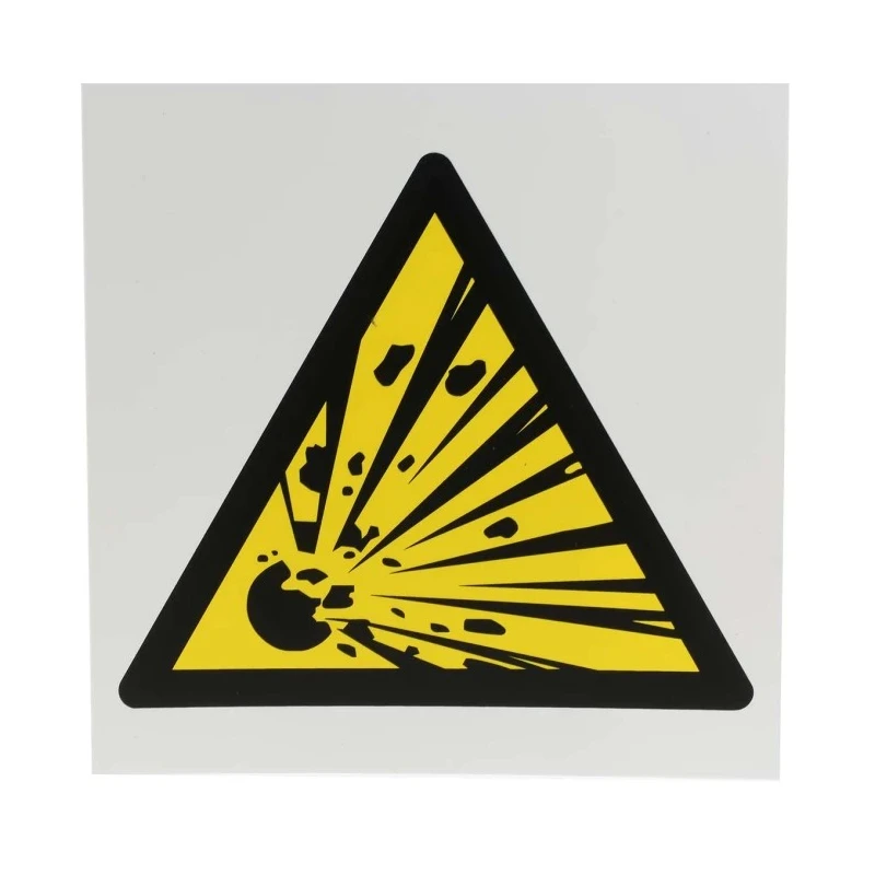 RS PRO Hazard Warning Sign Explosive Plastic ISO 7010 Standard 200mm x 200mm 813-4549