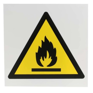 RS PRO Hazard Warning Sign, Flammable, Plastic Material, 200mm x 200mm, ISO 7010, Model 813-4570