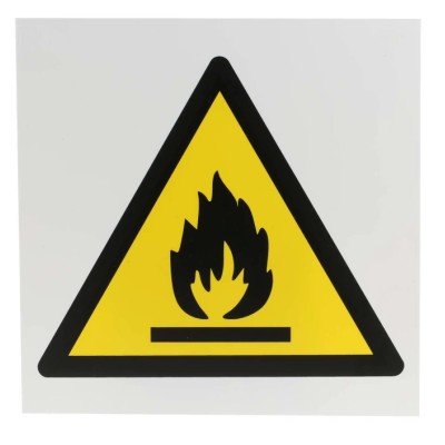 RS PRO Hazard Warning Sign, Flammable, Plastic Material, 200mm x 200mm, ISO 7010, Model 813-4570