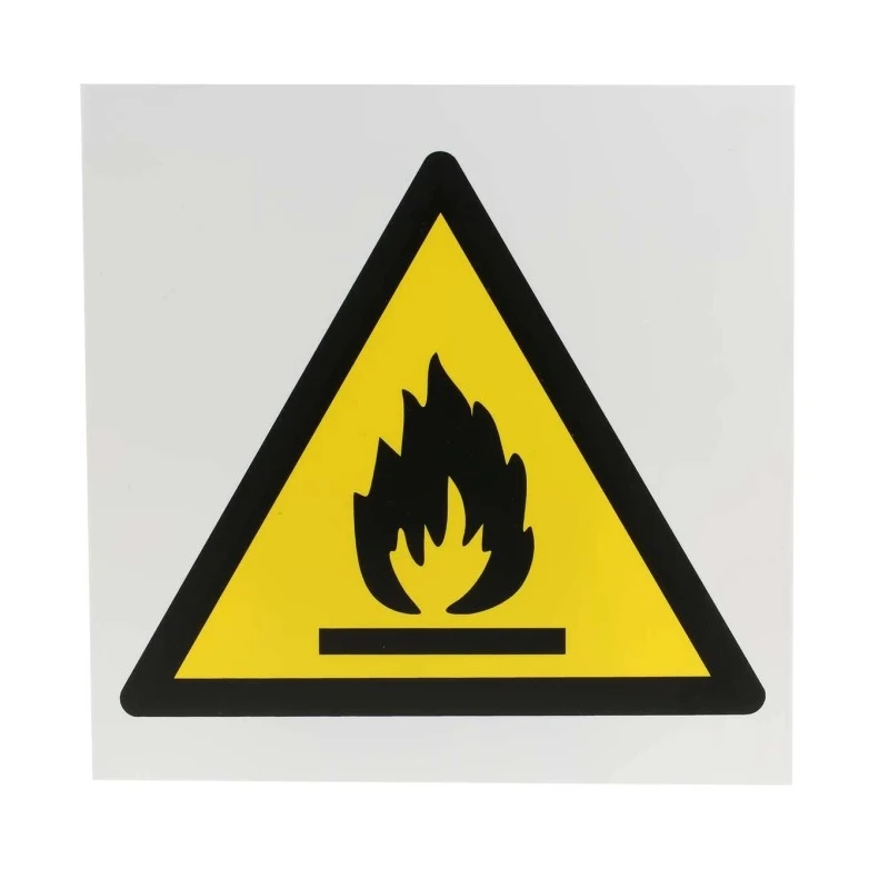 RS PRO Hazard Warning Sign, Flammable, Plastic Material, 200mm x 200mm, ISO 7010, Model 813-4570