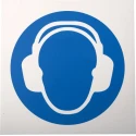 RS PRO Plastic Mandatory Sign Ear Protection Sign 200mm x 200mm ISO 7010 813-4580