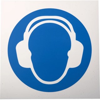 RS PRO Plastic Mandatory Sign Ear Protection Sign 200mm x 200mm ISO 7010 813-4580