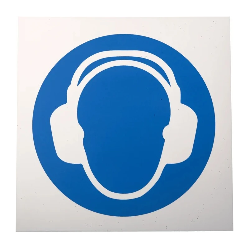 RS PRO Plastic Mandatory Sign Ear Protection Sign 200mm x 200mm ISO 7010 813-4580