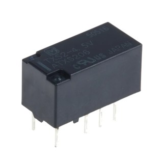 Panasonic Signal Relay PCB Mount, 4.5V DC Coil, 1A Switching Current, DPDT Contact Configuration TXS2-4.5V