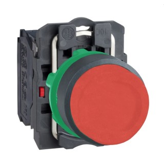 Schneider Electric Harmony XB5 Series Push Button Switch Spring Return Panel Mount 22 mm Cutout SPST Red LED 600 V XB5AL42