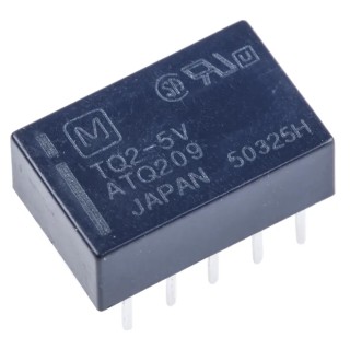 Panasonic PCB Signal Relay 5V DC Coil DPDT, Low Profile 5mm Height TQ2-5V