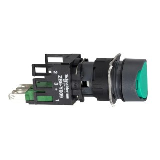 Schneider Electric Harmony XB6 Series Panel Mount Push Button Switch 16 mm Cutout, Spring Return, 1 NO/1 NC, Green XB6AA35B