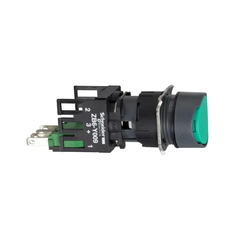 Schneider Electric Harmony XB6 Series Panel Mount Push Button Switch 16 mm Cutout, Spring Return, 1 NO/1 NC, Green XB6AA35B