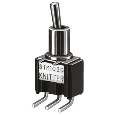 KNITTER-SWITCH Toggle Switch, PCB Mount, On-Off-On, SPDT, Through Hole Terminal, 30 V dc, 250 V ac STM 106 G-RA