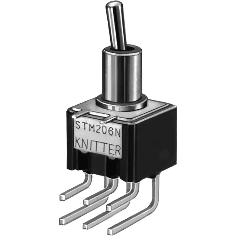 KNITTER-SWITCH Toggle Switch PCB Mount On-Off-On DPDT 4A 250V ac Chrome Plated Brass Actuator STM 206 P-RA